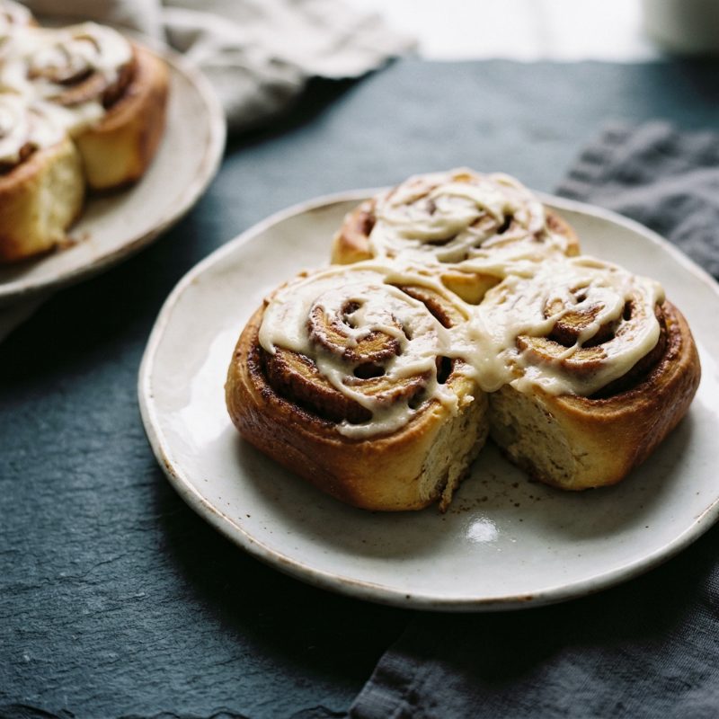 Cinnamon Rolls with Cream Cheese Icing, plated