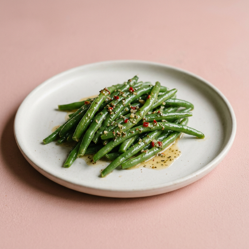 Blanched Haricots Verts with Café Soigné House Dressing, plated