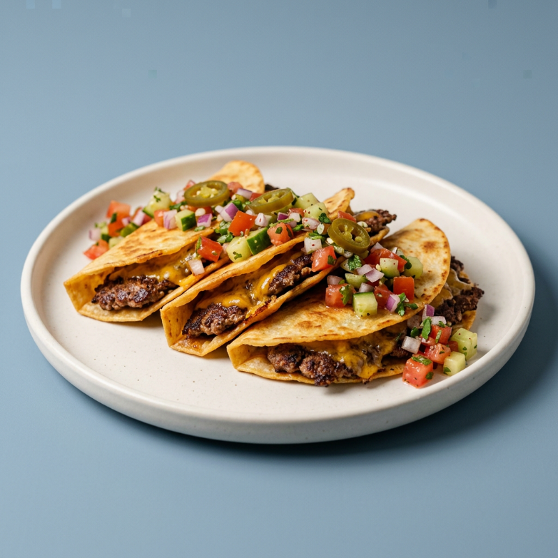 Smash taco burger, plated