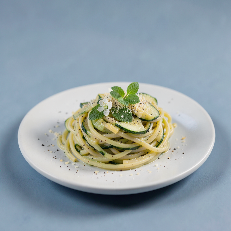 Spaghetti with Zucchini, plated